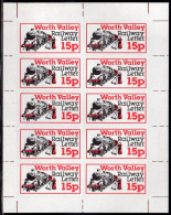 GB WORTH VALLEY RAILWAY SHEETLET 10X15P RAILWAY LETTER STAMPS NHM TRAINS FATHER CHRISTMAS XMAS SANTA CLAUS - Cinderellas