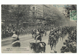 CP PARIS - FETES FRANCO-NORVEGIENNES - LE CORTEGE TOYAL AU BOULEVARD DE SEBASTOPOL- ECRITE EN 1907 - Manifestazioni