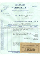 Facture Vins En Gros G. Robert & Cie Négociants à Libourne En 1954 - Format : 27x20.5 Cm - Invoices