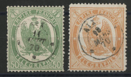 TELEGRAPHE N° 6 + 7 Cote 37 € 50 Ct Vert Et 1 Fr Orange Oblitérés Aix - Telegramas Y Teléfonos