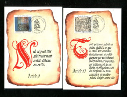 "UNO-GENF" 1990, Mi. 192/193 "Menschenrechte" Auf 2 Maximumkarten (15516) - Tarjetas – Máxima