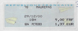 France 2000 Priority Cover Sent From Maurepas To São Paulo Brazil Meter Stamp Olivetti PR50 Paper Airplane Label €1,37 - 2000 « Avions En Papier »