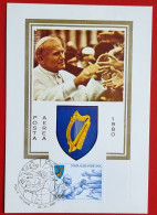 VATICANO VATICAN VATIKAN 1980 EIRE IRELAND IRLAND POPE JOHN PAUL II VISIT FIRST DAY MAXIMUM CARD - Cartas & Documentos