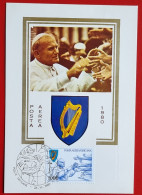 VATICANO VATICAN VATIKAN 1980 EIRE IRELAND IRLAND POPE JOHN PAUL II VISIT FIRST DAY MAXIMUM CARD - Covers & Documents
