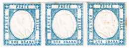 1861 PROVINCIE NAPOLETANE STRISCIA DI TRE - 2 GRANA AZZURRO MNH - GOMMA NON LINGUELLATA - Neapel