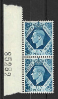 GB..KING GEORGE VI..(1936--1952.)......10d......SG474.....VERTICAL PAIR....WITH SHEET NUMBER.....MNH... - Unused Stamps