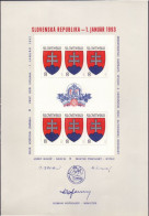 SLOVAKIA - FIRST STAMPS - MINISTER SHEET - 1993 - RARE - Covers & Documents