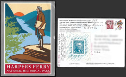 USA 2023 World Earth Day, April 22nd,Harpers Ferry, Sun,Mountain,Benjamin Franklin, Postcard To India (**)  Inde Indien - Brieven En Documenten