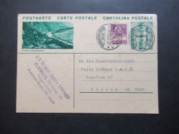 Schweiz 1933 Bildganzsache Lavey Les Bains Mit Zusatzfrankatur Tell. Abs. Stempel AG Für Import, Export U. Vertretungen - Enteros Postales