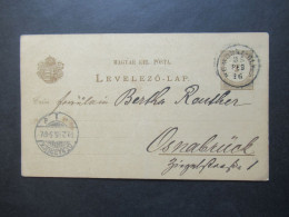 Ungarn 1895 Ganzsache Geschrieben In Olyka Stempel Homonna Nach Osnabrück Gesendet Mit Ank. Stempel - Postwaardestukken