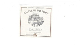 ETIQUETTE  CHATEAU DU PORT TERTRE PERDIGOUS  CAHORS   ***  RARE     A  SAISIR **** - Cahors