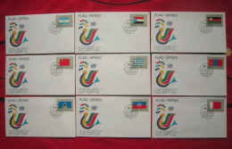 United Nations  FDC,1987 National Flag，9 Covers - FDC