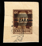 ITALY 1943 OCCUPAZIONE TEDESCA ZARA - C.30 SOVRASTAMPATO "ZARA" (RITAGLIO DA INTERO POSTALE) - German Occ.: Zara