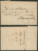 Précurseur - LAC Datée De Lokeren (1828) + Obl Linéaire Noir LOKEREN Port "14" > Bruxelles - 1815-1830 (Periodo Holandes)