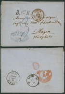 LAC Non Affranchie + Cachet Dateur Liège (1857) Et Griffe B.1er. R, Port "3" > Hagen (Wesphalie) / Mécaniciens - Landelijks Post