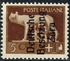 ITALY 1943 OCCUPAZIONE TEDESCA ZARA - VALORE DA C.5 SOVRASTAMPATO "Deutsche Besetzung Zara" MNH - Occup. Tedesca: Zara