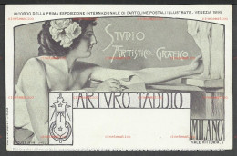 Cartolina Studio Artistico A. Taddio - Milano Ricordo 1 Esposizione Internazionale Cartoline Postali Ill. - Venezia 1899 - Guerinoni