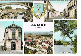 ANIANE - Hérault - 34- Multivues -CPSM Circulée En 1972 - Aniane