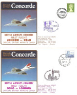 CONCORDE PREMIER 1er VOL FIRST FLIGHT BRITISH AIRWAYS LONDON OSLO LONDON  1984 - Andere & Zonder Classificatie