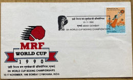 INDIA 1990, SPECIAL LIMITED ISSUE COVER, 6TH WORLD CHAMPION BOXING, MRF WORLD CUP, FAMOUS TYRE COMPANY, ILLUSTRATE COVER - Lettres & Documents