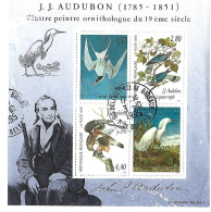 Bloc Feuillet N° 18 - 1° J.J. Audubon  - N° 18 - Bloc De 4 Timbres Obliteres - Oblitérés