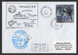 E27 - Y&T 858 Prion De Mac Gillivray Pli Du 26.7.21 St-Paul - Patrouille ZEE Signé Ct De L' Astrolabe Frenais De Coutard - Cartas & Documentos