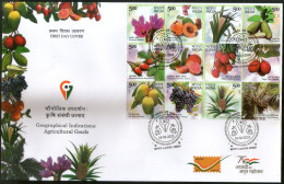 India 2023 Geographical Indications Agricultural Goods Fruits 12v Setenant FDC - Agriculture