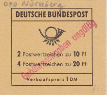 Bund , 1968, MH 13, MNH **, 800 Jahre Heidelberg13 B Mit Handstempel Gebührenangaben Ungültig, Roter 2-Zeiler, Bayreuth - 1951-1970