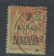 Zanzibar  N° 23 O : 2 A. Sur 20 C. Brique Sur Vert, Oblitération Légère Sinon TB - Gebraucht