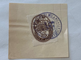 MARCA DA BOLLO SU FRAMMENTO DIRITTI DI SEGRETERIA COMUNE DI MILANO -9 - Revenue Stamps