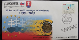 SLOVAQUIE - Enveloppe 1er Jour + 2€ 2009 (10 Ans De L'UEM) - Slovaquie