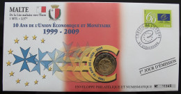 MALTE - Enveloppe 1er Jour + 2€ 2009 (10 Ans De L'UEM) - Malte