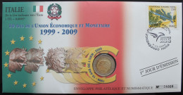 ITALIE - Enveloppe 1er Jour + 2€ 2009 (10 Ans De L'UEM) - Italia