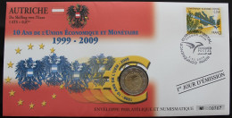 AUTRICHE - Enveloppe 1er Jour + 2€ 2009 (10 Ans De L'UEM) - Oesterreich