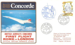 CONCORDE PREMIER 1er VOL FIRST FLIGHT BRITISH AIRWAYS ROME  LONDON  VATICAN VATICANO 1982 - Autres & Non Classés