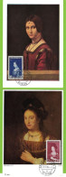 Oeuvres, De Vinci, Rembrandt, Floris, Sarre, Cartes-maximum 358 à 360 - Maximumkarten