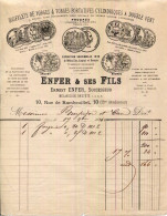 FACTURE.PARIS.SOUFFLETS DE FORGES & FORGES PORTATIVES.ENFER & SES FILS MECANICIEN 10 RUE DE RAMBOUILLET. - Druck & Papierwaren