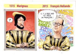 BERNARD VEYRI  FRANCOIS HOLLANDE  BONNE ANNEE 2015  -  100 EX   -  DESSIN AU  DEDICACE - Beraud