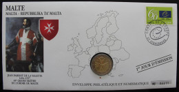 MALTE - Enveloppe 1er Jour + 2€ 2008 (pièce Courante UNC) - Malta