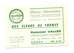 Carte De Visite Aux Fleurs De France Edouard Vallée Horticulteur Fleuriste Arras - Format : 12x8 Cm - Cartes De Visite