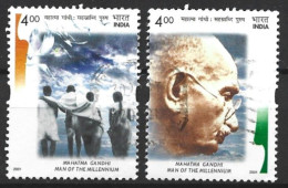 India 2001. Scott #1915a-b (U) Mahatma Gandhi, Man Of The Millennium  *Complete Set* - Gebraucht