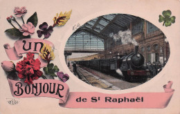 Saint Raphael - Un Bonjour - Fantaisies - Train  - CPA °J - Saint-Raphaël