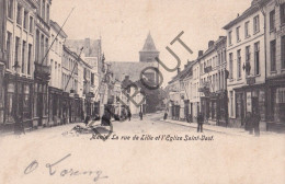 Postkaart/Carte Postale - Menen - La Rue De Lille Et L'Eglise Saint-Vast (C4187) - Menen