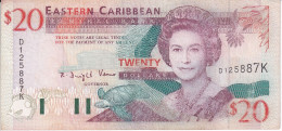 BILLETE DE EASTERN CARIBBEAN CENTRAL DE 5 DOLLARS DEL AÑO 1994 (BANKNOTE) ST. KITTS ( Lavado) - Oostelijke Caraïben