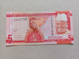 Billete De Gambia De 5 Dalasis Serie A, Año 2015, UNC - Gambia