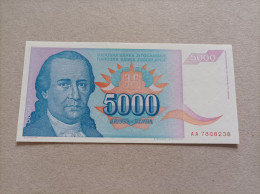 Billete De Yugoslavia De 5000 Dinara, Año 1994, Serie AA, UNC - Yougoslavie