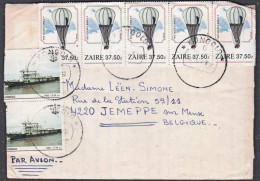 Cb0109 ZAIRE 1990, Balloon And Boat Stamps On Kongolo Cover To Belgium - Cartas & Documentos