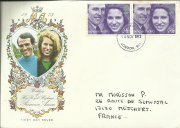 FIRST DAY COVER , Wedding  Her Royal Highness Princess Anne , 1973 , N° Y&T 700 - 1971-1980 Decimal Issues