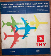 Turkish Airlines 1971 Timetable 1971 THY - Europe