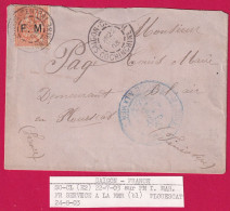 TIMBRE FM N°1 SAIGON CENTRAL COCHINCHINE 1903 SERVICE A LA MER POUR PLOUESCAT FINISTERE LETTRE COVER - Cartas & Documentos